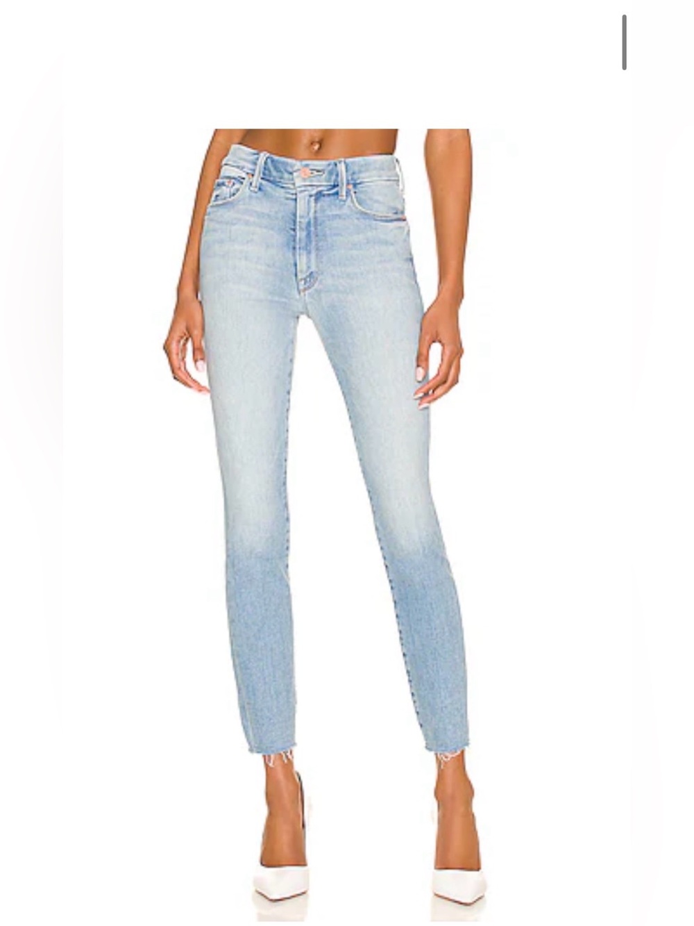 MOTHER Denim High Waisted Looker Ankle Fray Au Revoir Light Wash Jeans 31